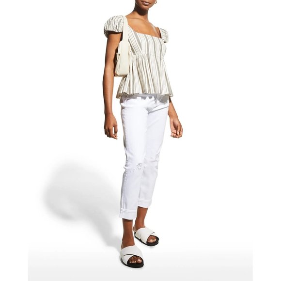 AG JEANS Ex-Boyfriend Ankle Distressed Denim Jeans - White - NWT - Size 32 - Picture 1 of 3